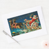Vintager Weihnachtsmann Sleigh Weihnachten Rechteckiger Aufkleber (Umschlag)