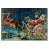 Vintager Weihnachtsmann Sleigh Weihnachten Schneidebrett (Vorderseite)