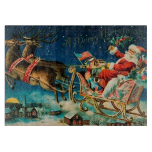 Vintager Weihnachtsmann Sleigh Weihnachten Schneidebrett