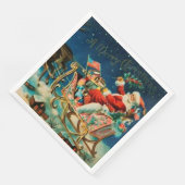 Vintager Weihnachtsmann Sleigh Weihnachten Serviette (Ecke)