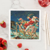 Vintager Weihnachtsmann Sleigh Weihnachten Serviette (Beispiel)