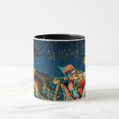 Vintager Weihnachtsmann Sleigh Weihnachten Tasse (Zentrum)