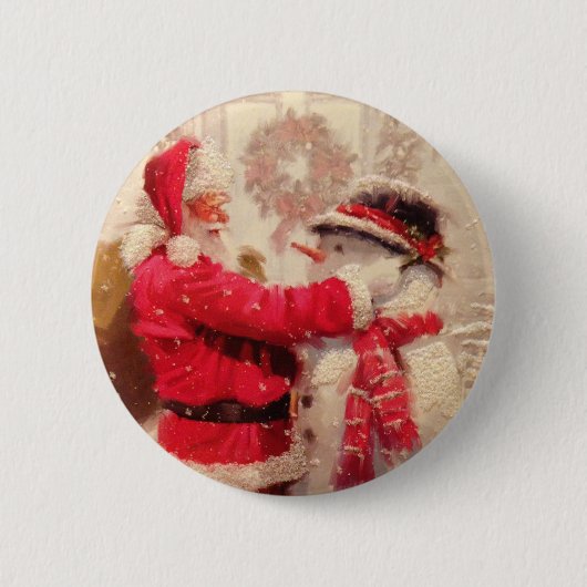 Vintager Weihnachtsmann Snowman Winter Weihnachten Button (Vorderseite)