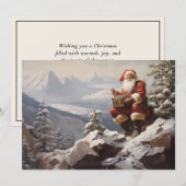 Vintager Weihnachtsmann Snowy Mountain Frohe Weihn Feiertagskarte (Vorne/Hinten)