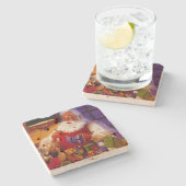 Vintager Weihnachtsmann Spielzeug Weihnachten Steinuntersetzer (Seitenansicht)