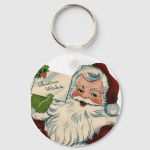Vintager Weihnachtsmann stellen Geschenke Schlüsselanhänger