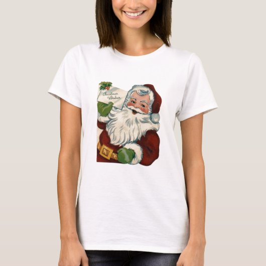 Vintager Weihnachtsmann stellen Geschenke T-Shirt (Vorderseite)