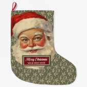 Vintager Weihnachtsmann Strumpf Personalisieren Großer Weihnachtsstrumpf (Vorderseite)