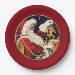 Vintager Weihnachtsmann-Teller Pappteller