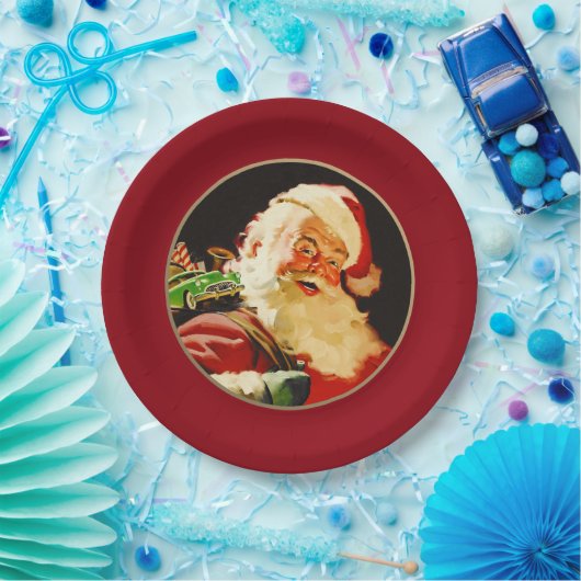 Vintager Weihnachtsmann-Teller Pappteller (Party)