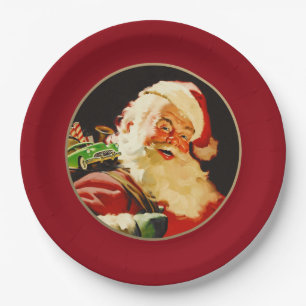 Vintager Weihnachtsmann-Teller Pappteller