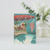 Vintager Weihnachtsmann über Amerika - Postkarte (Stehend Vorderseite)