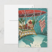 Vintager Weihnachtsmann über Amerika - Postkarte (Vorne/Hinten)