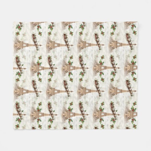 Vintager Weihnachtsmann über Paris Fleecedecke (Vorderseite (Horizontal))