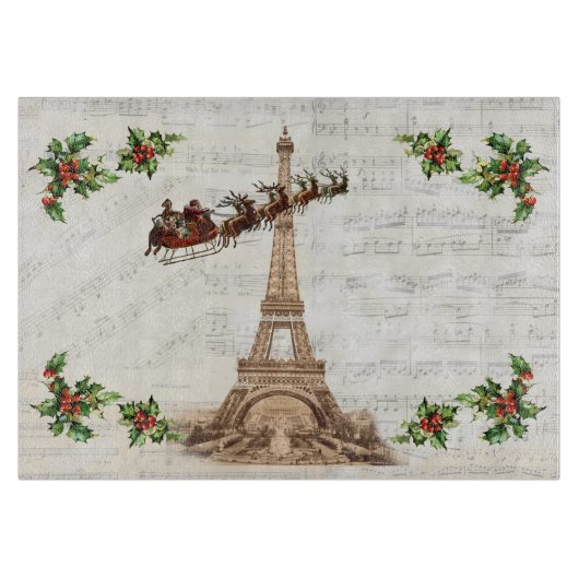 Vintager Weihnachtsmann über Paris Schneidebrett (Vorderseite)
