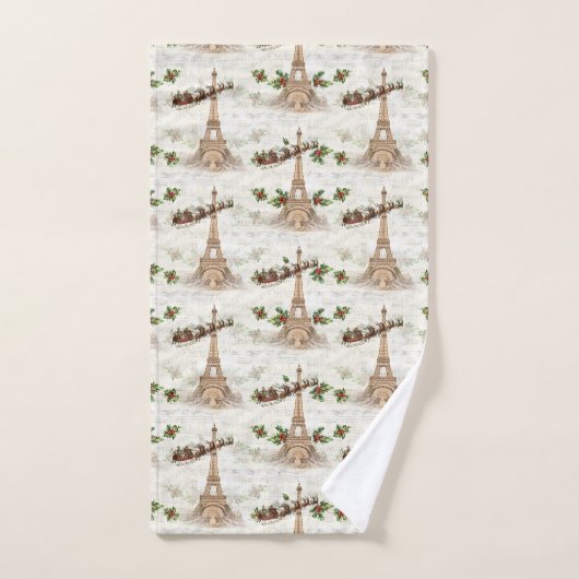 Vintager Weihnachtsmann über Paris Set (Handtuch)