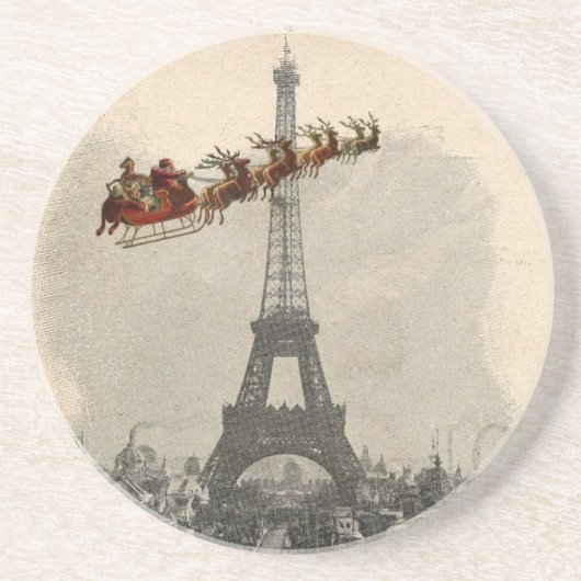 Vintager Weihnachtsmann über Paris Untersetzer (Vorne)