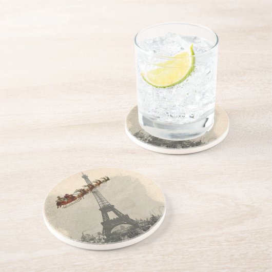 Vintager Weihnachtsmann über Paris Untersetzer (Seite)