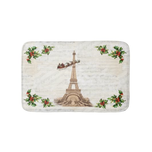 Vintager Weihnachtsmann über Paris Weihnachtsbath  Badematte (Vorderseite)