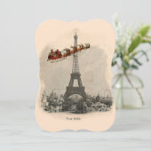 Vintager Weihnachtsmann über Paris Weihnachtskarte Feiertagskarte (Stehend Vorderseite)