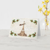 Vintager Weihnachtsmann über Paris Weihnachtskarte Karte (Gelbe Blume)