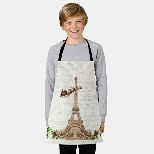 Vintager Weihnachtsmann über Paris Weihnachtskinde Schürze (Getragen)