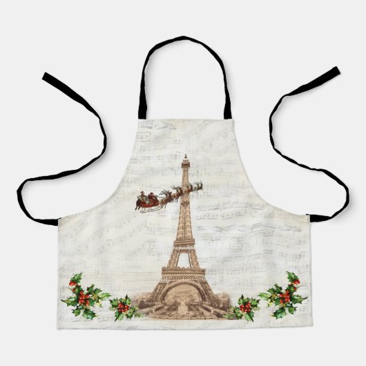 Vintager Weihnachtsmann über Paris Weihnachtskinde Schürze (Vorderseite)