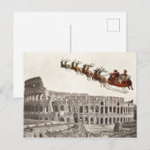Vintager Weihnachtsmann über Rom Weihnachtskarte Postkarte (Vorne/Hinten)