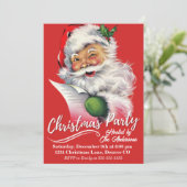 Vintager Weihnachtsmann überprüft sein Party auf W Einladung (Stehend Vorderseite)