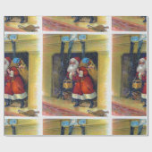 Vintager Weihnachtsmann und Chimney Geschenkpapier (Flach)