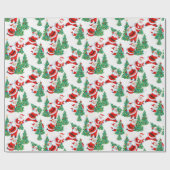 Vintager Weihnachtsmann und Christbaum Geschenkpapier (Flach)