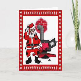Vintager Weihnachtsmann und ein Coal Stove Burner  Feiertagskarte