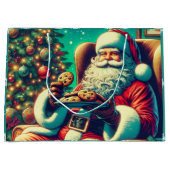 Vintager Weihnachtsmann und Kekse Weihnachten Große Geschenktüte (Vorderseite)