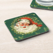 Vintager Weihnachtsmann und Kiefernkranz Untersetzer (Linke Seite)