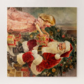 Vintager Weihnachtsmann und Kind Puzzle (Horizontal)