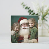 Vintager Weihnachtsmann und Kinder Feiertagskarte (Stehend Vorderseite)