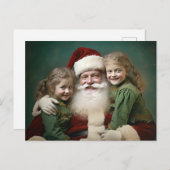 Vintager Weihnachtsmann und Kinder Feiertagspostkarte (Vorne/Hinten)