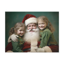 Vintager Weihnachtsmann und Kinder