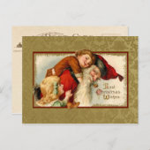 Vintager Weihnachtsmann und Kinder Feiertagspostkarte (Vorne/Hinten)