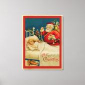 Vintager Weihnachtsmann und Kinder Leinwanddruck (Vorderseite)