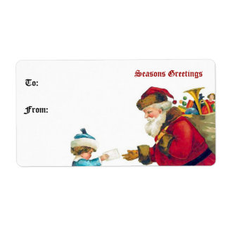 Vintager Weihnachtsmann und Kindergeschenk-Tag