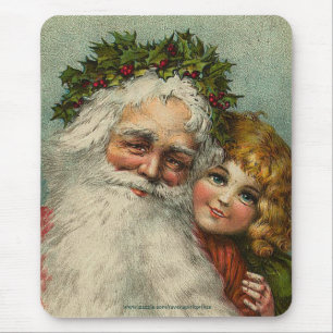 Vintager Weihnachtsmann und Kindervater Weihnachts Mousepad