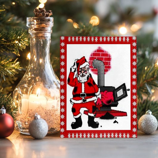 Vintager Weihnachtsmann und Kohlenstöckner Feiertagspostkarte