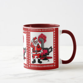 Vintager Weihnachtsmann und Kohlenstöckner Tasse