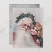 Vintager Weihnachtsmann und lächelndes Kind Postkarte (Vorne/Hinten)