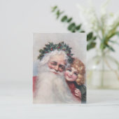 Vintager Weihnachtsmann und lächelndes Kind Postkarte (Stehend Vorderseite)