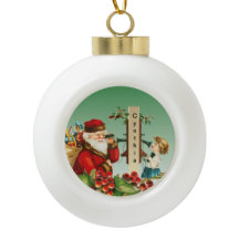 Vintager Weihnachtsmann und Mädchen am Telefon mit