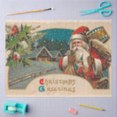 Vintager Weihnachtsmann und Mistletoe Seidenpapier (Basteln)