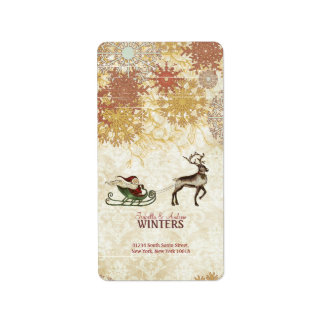 Vintager Weihnachtsmann und Reindeer Adressaufkleber