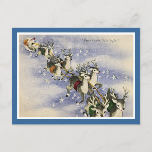Vintager Weihnachtsmann und Reindeer Feiertagspostkarte